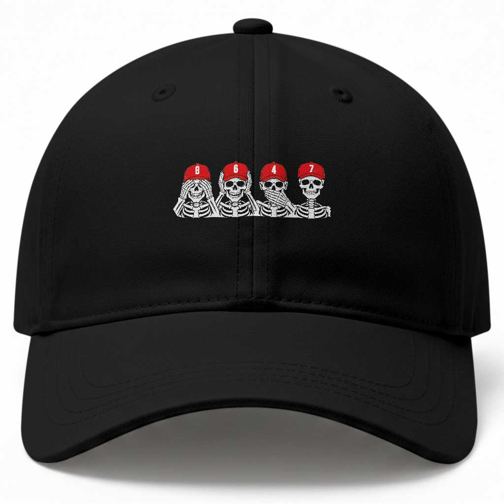 86 47 Subtle Anti FDT Baseball Cap Funny Skeleton Wearing Hat Sarcastic Political