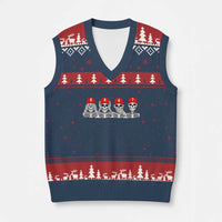 86 47 Subtle Anti FDT V-Neck Knit Sweater Vest Funny Skeleton Wearing Hat Sarcastic Political