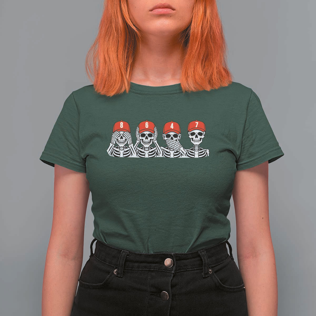86 47 Subtle Anti FDT T Shirt For Women Funny Skeleton Wearing Hat Sarcastic Political