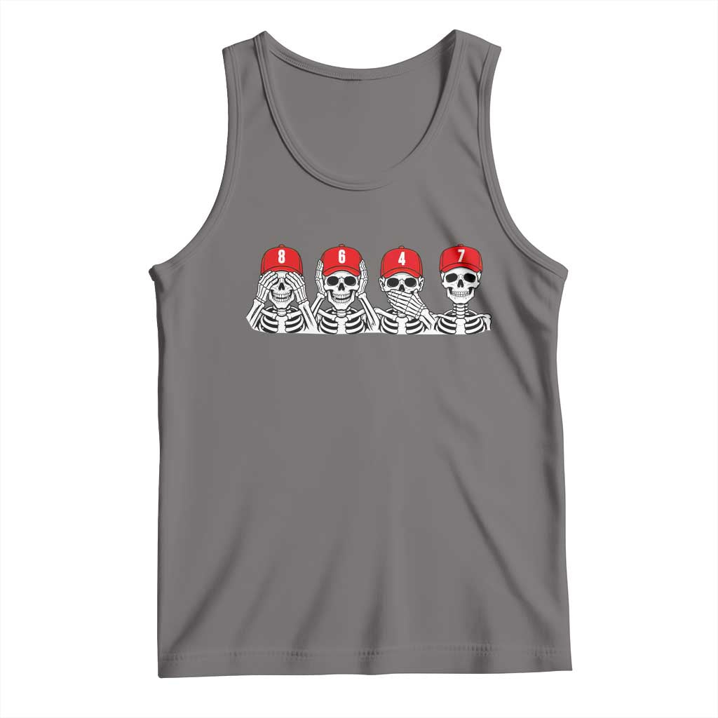 86 47 Subtle Anti FDT Tank Top Funny Skeleton Wearing Hat Sarcastic Political