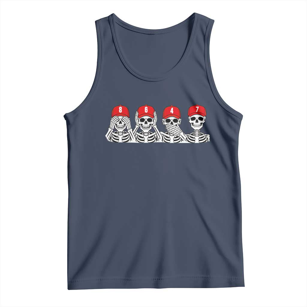 86 47 Subtle Anti FDT Tank Top Funny Skeleton Wearing Hat Sarcastic Political
