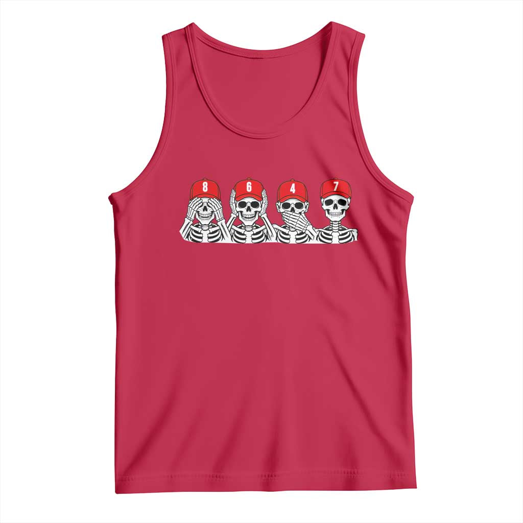 86 47 Subtle Anti FDT Tank Top Funny Skeleton Wearing Hat Sarcastic Political