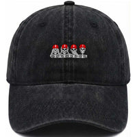 86 47 Subtle Anti FDT Washed Cotton Baseball Cap Funny Skeleton Wearing Hat Sarcastic Political