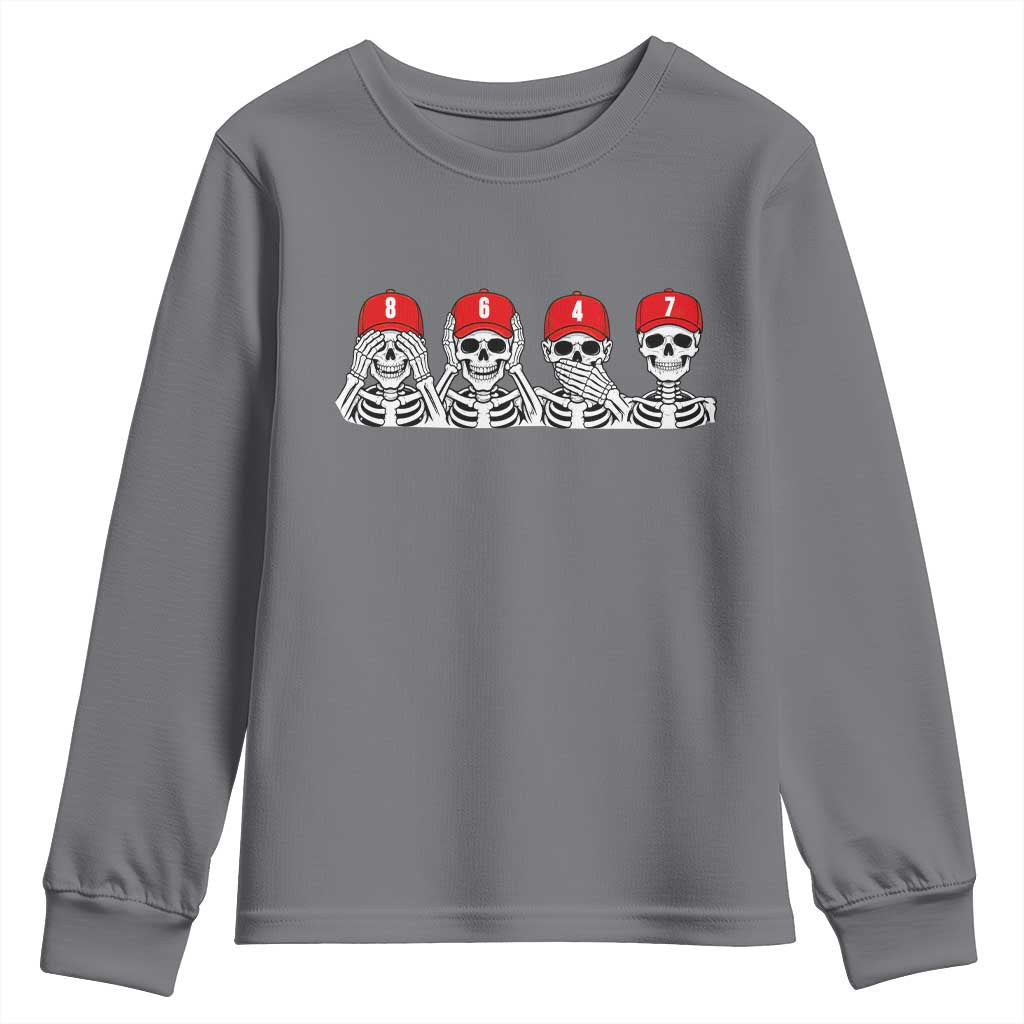 86 47 Subtle Anti FDT Youth Sweatshirt Funny Skeleton Wearing Hat Sarcastic Political
