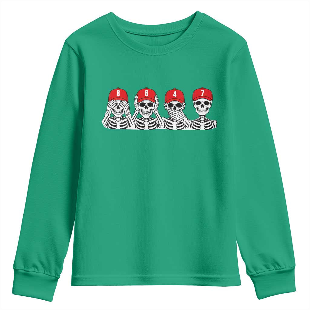 86 47 Subtle Anti FDT Youth Sweatshirt Funny Skeleton Wearing Hat Sarcastic Political