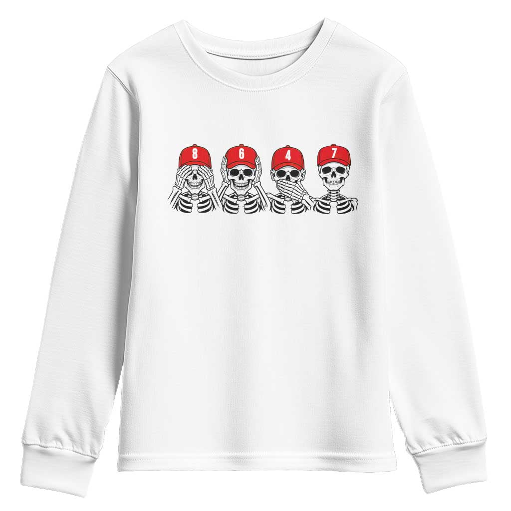 86 47 Subtle Anti FDT Youth Sweatshirt Funny Skeleton Wearing Hat Sarcastic Political