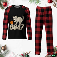 8647 FDT Plaid Pajama Set Funny Cat Political Meme