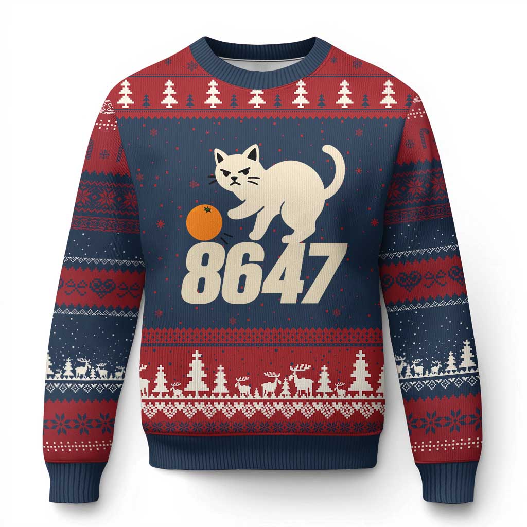 8647 FDT Ugly Christmas Sweater Funny Cat Political Meme