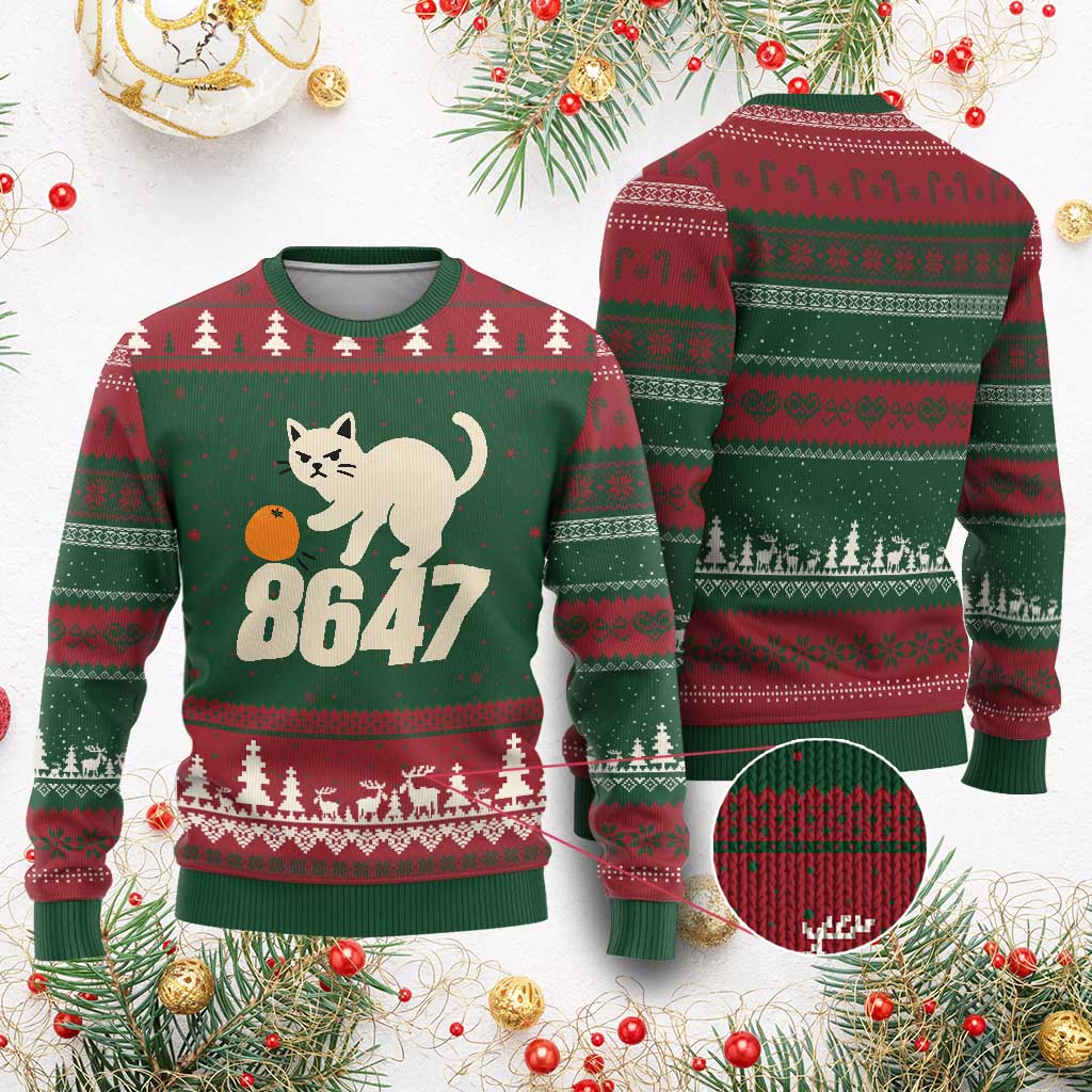 8647 FDT Ugly Christmas Sweater Funny Cat Political Meme
