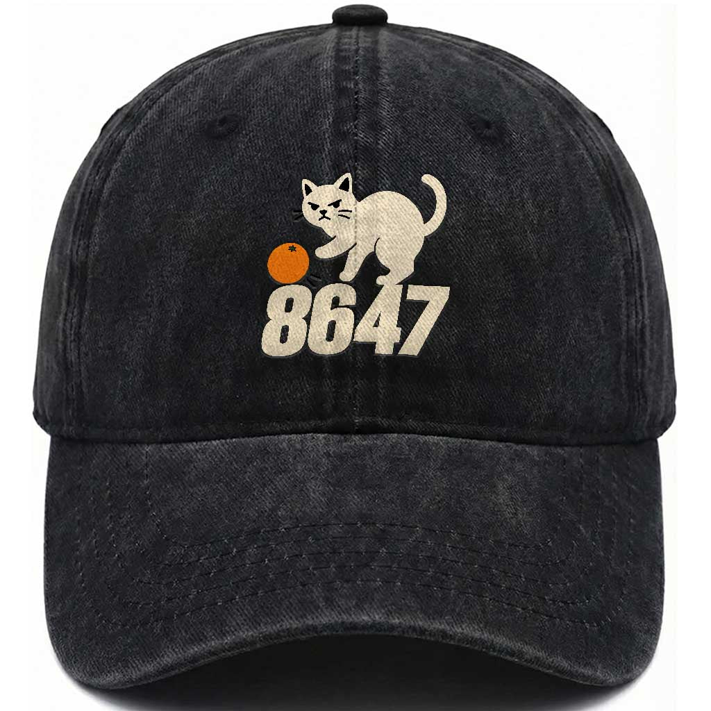8647 FDT Washed Cotton Baseball Cap Funny Cat Political Meme