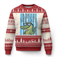 Bruh We Out Alligator Ugly Christmas Sweater Last Day of School Teacher