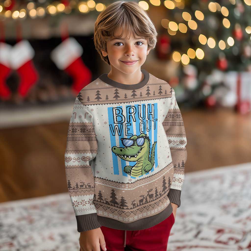 Bruh We Out Alligator Ugly Christmas Sweater Last Day of School Teacher