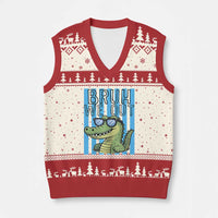 Bruh We Out Alligator V-Neck Knit Sweater Vest Last Day of School Teacher