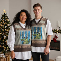 Bruh We Out Alligator V-Neck Knit Sweater Vest Last Day of School Teacher