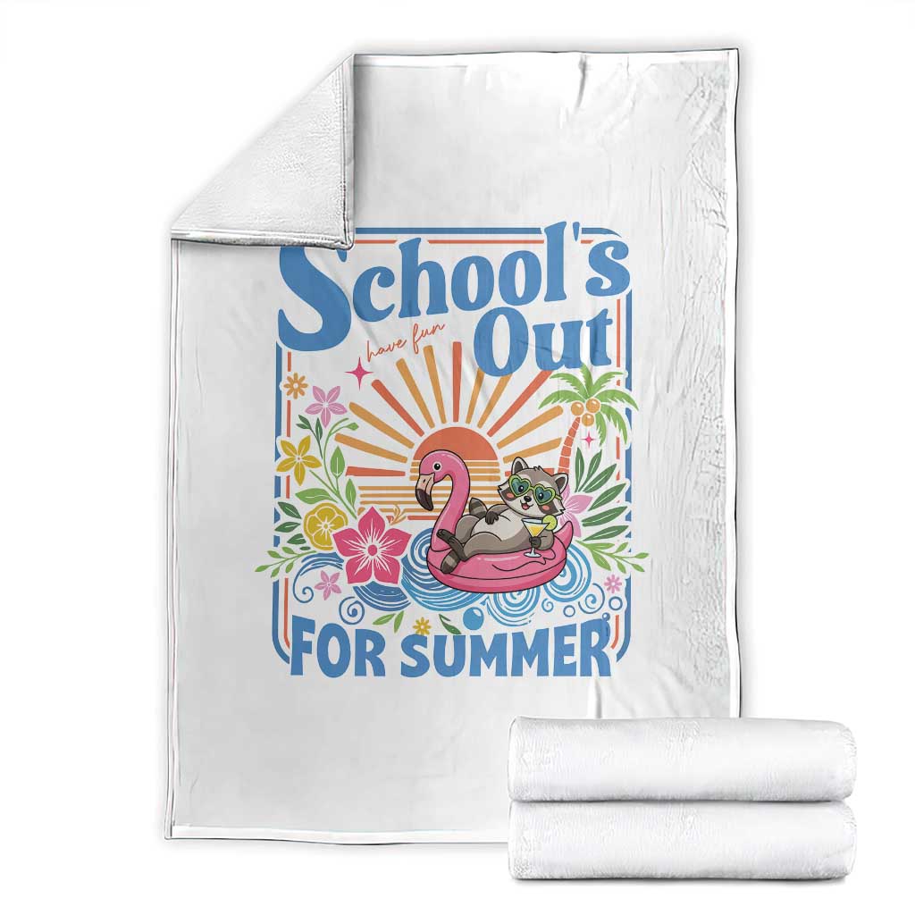 School's Out For Summer Throw Blanket Funny Raccoon Last Day of School Teacher