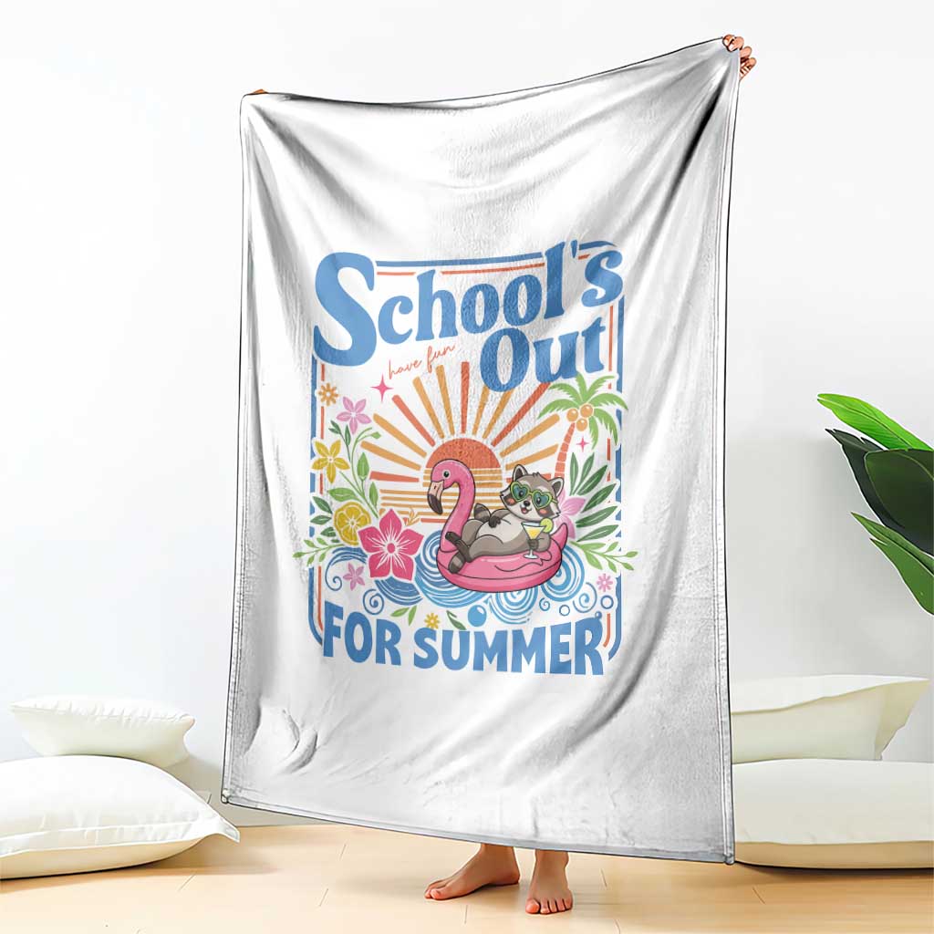 School's Out For Summer Throw Blanket Funny Raccoon Last Day of School Teacher