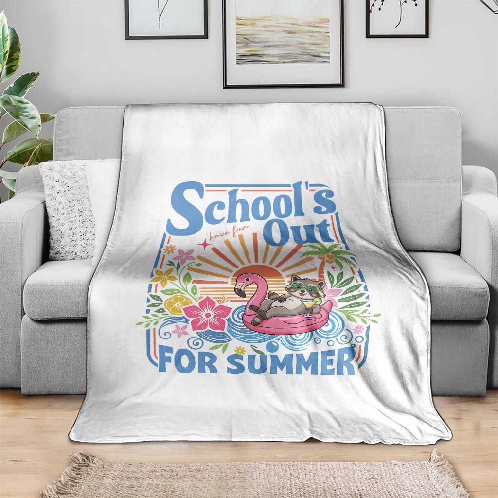 School's Out For Summer Throw Blanket Funny Raccoon Last Day of School Teacher