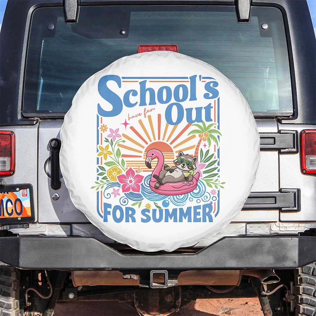 School's Out For Summer Spare Tire Cover Funny Raccoon Last Day of School Teacher