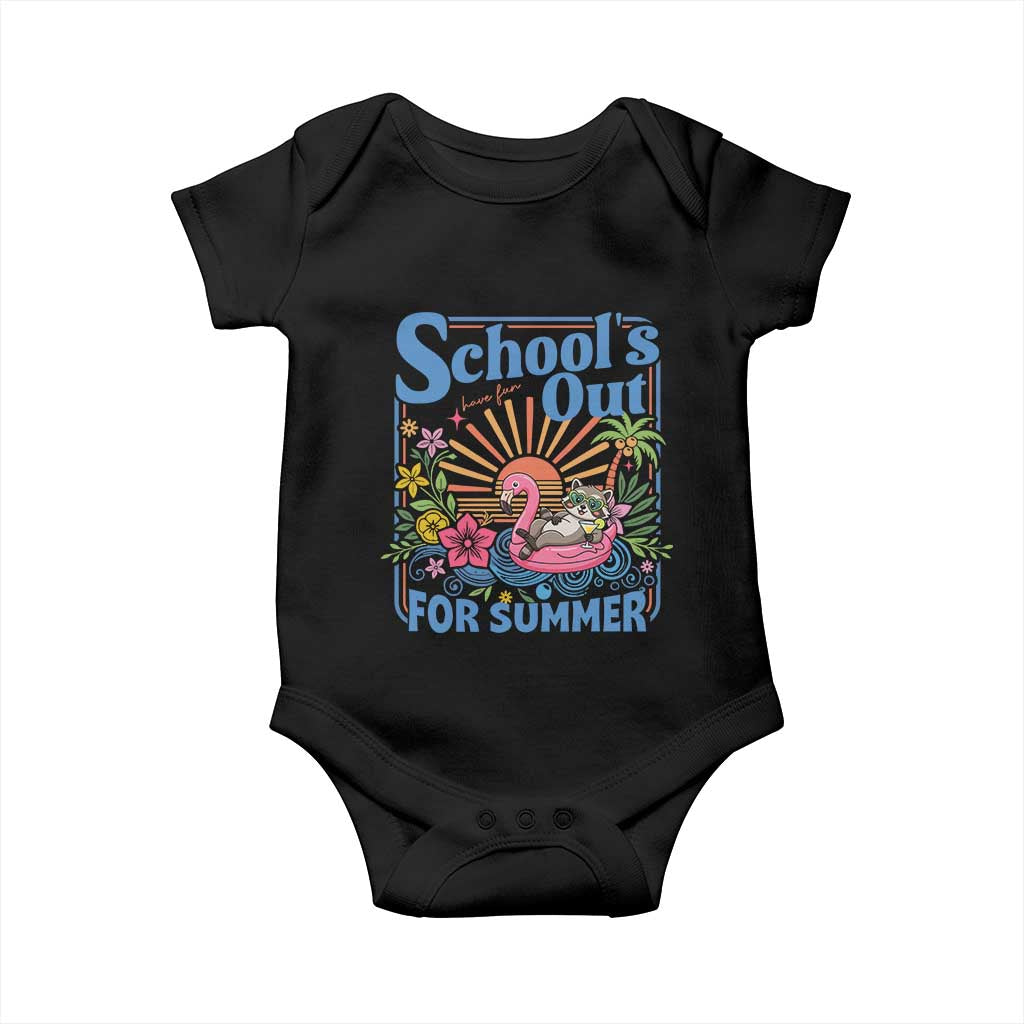 School's Out For Summer Baby Onesie Funny Raccoon Last Day of School Teacher