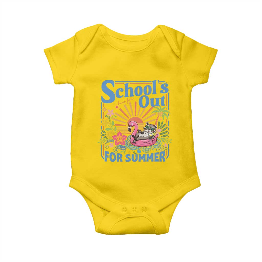 School's Out For Summer Baby Onesie Funny Raccoon Last Day of School Teacher