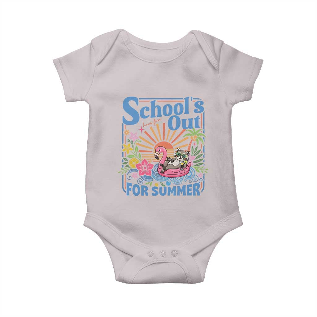 School's Out For Summer Baby Onesie Funny Raccoon Last Day of School Teacher