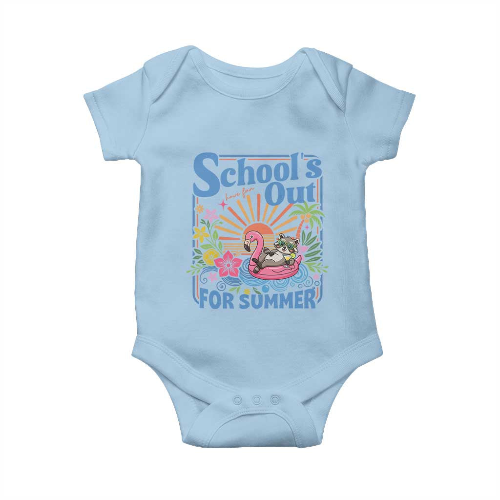 School's Out For Summer Baby Onesie Funny Raccoon Last Day of School Teacher