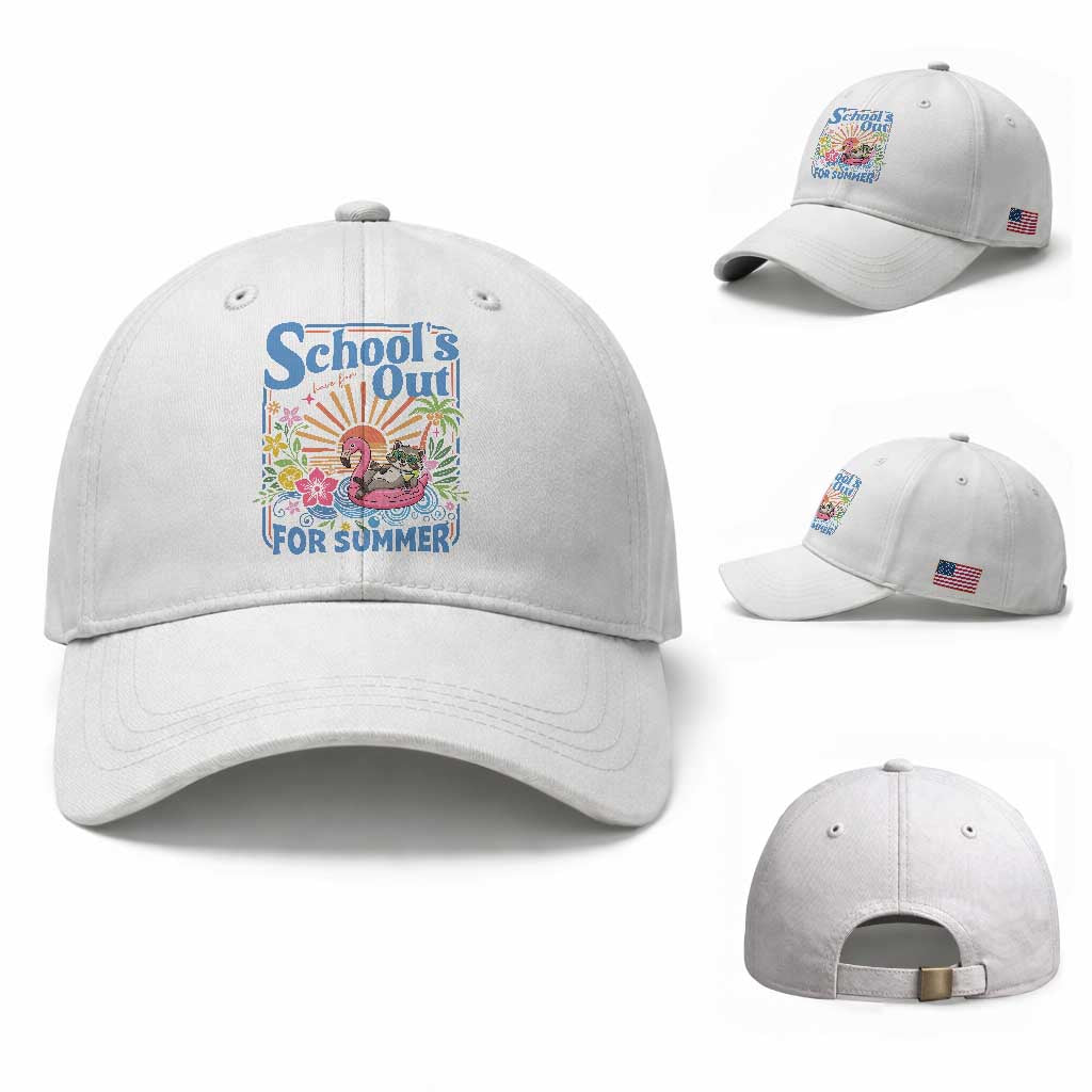 School's Out For Summer Baseball Cap Funny Raccoon Last Day of School Teacher