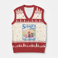 School's Out For Summer V-Neck Knit Sweater Vest Funny Raccoon Last Day of School Teacher