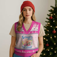 School's Out For Summer V-Neck Knit Sweater Vest Funny Raccoon Last Day of School Teacher