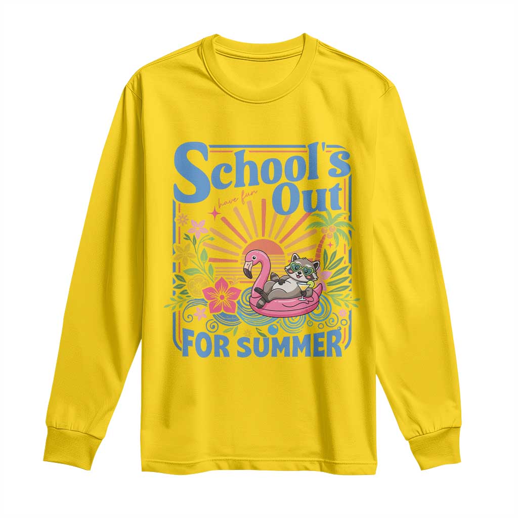 School's Out For Summer Long Sleeve Shirt Funny Raccoon Last Day of School Teacher