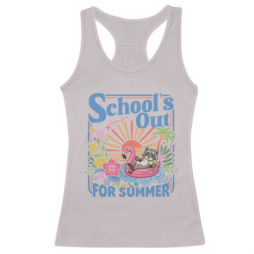 School's Out For Summer Racerback Tank Top Funny Raccoon Last Day of School Teacher