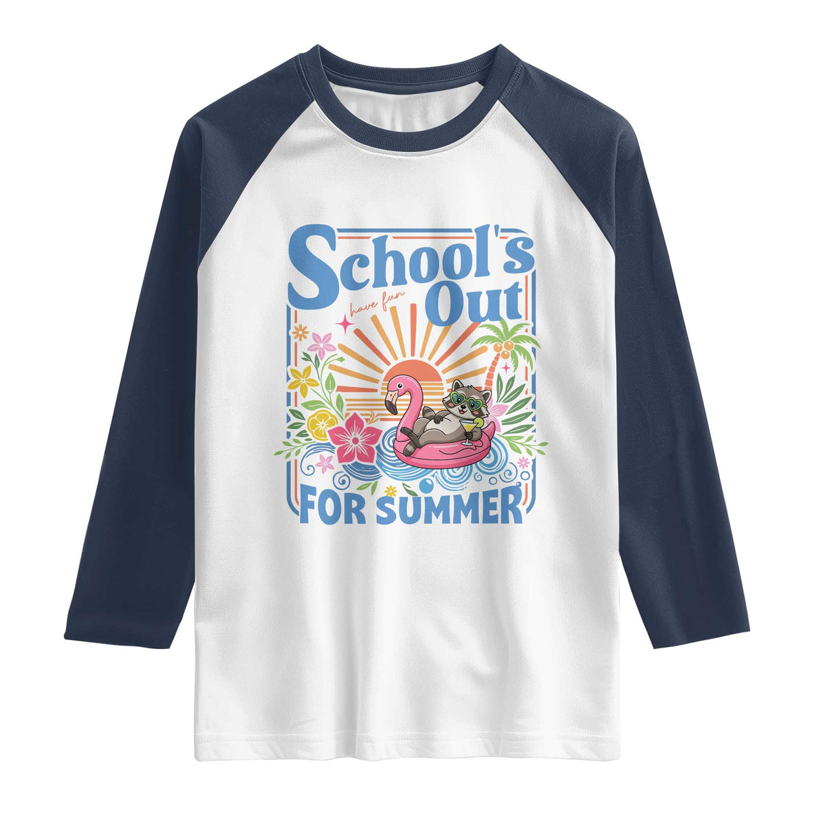 School's Out For Summer Raglan Shirt Funny Raccoon Last Day of School Teacher