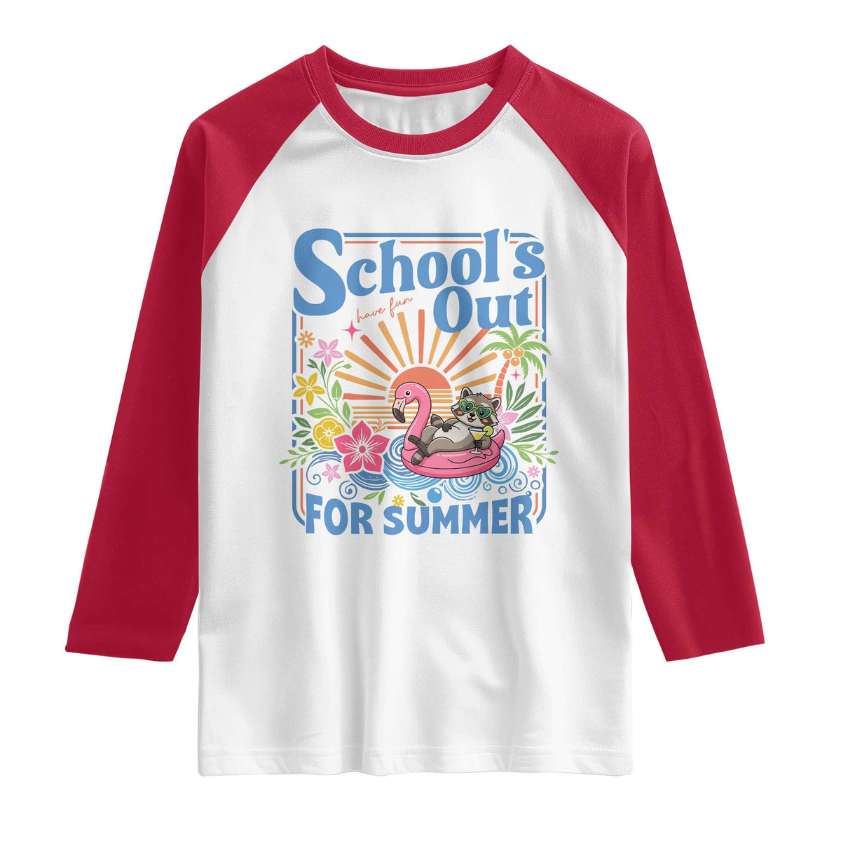 School's Out For Summer Raglan Shirt Funny Raccoon Last Day of School Teacher