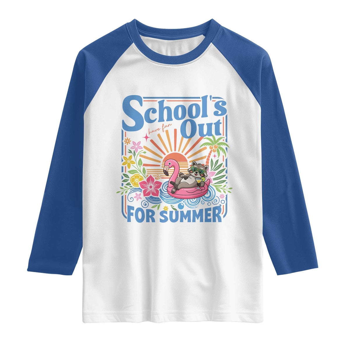 School's Out For Summer Raglan Shirt Funny Raccoon Last Day of School Teacher