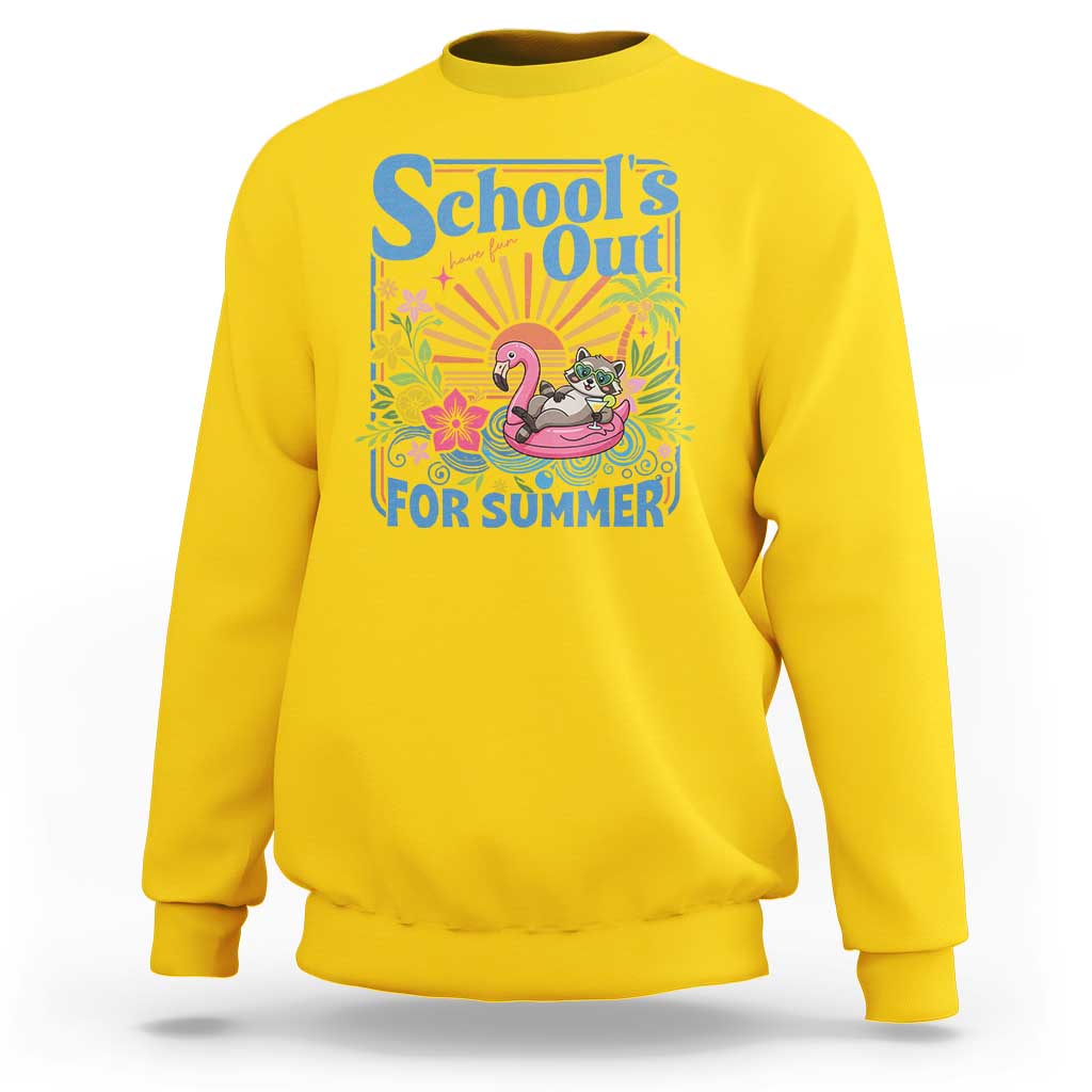 School's Out For Summer Sweatshirt Funny Raccoon Last Day of School Teacher