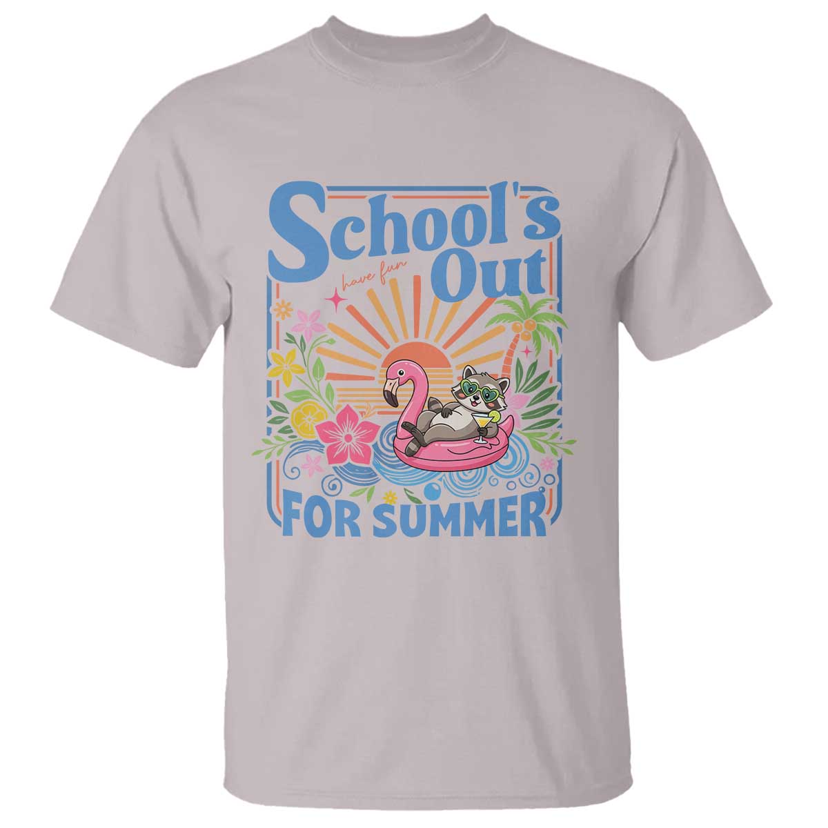 School's Out For Summer T Shirt Funny Raccoon Last Day of School Teacher