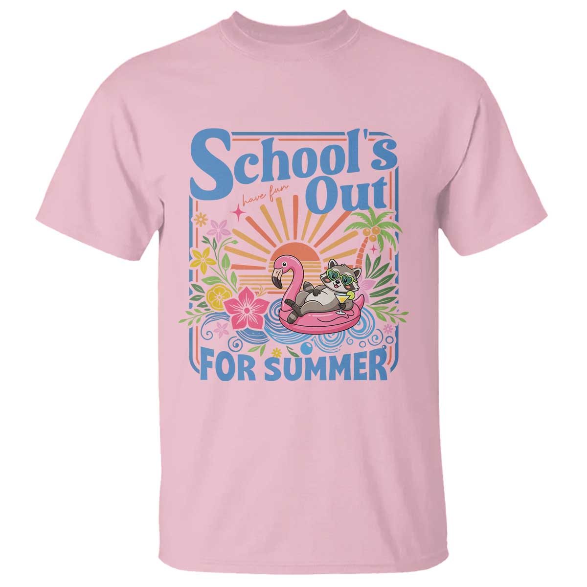 School's Out For Summer T Shirt Funny Raccoon Last Day of School Teacher