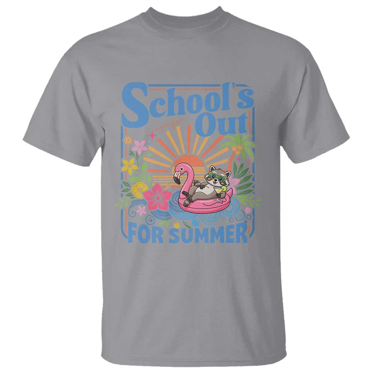 School's Out For Summer T Shirt Funny Raccoon Last Day of School Teacher