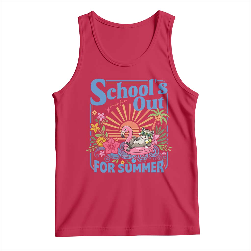 School's Out For Summer Tank Top Funny Raccoon Last Day of School Teacher