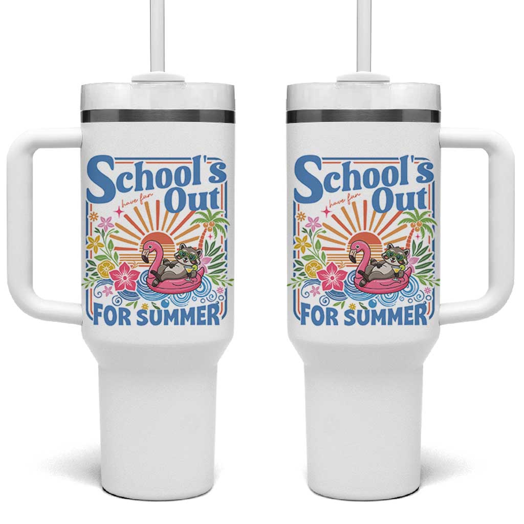 School's Out For Summer Tumbler With Handle Funny Raccoon Last Day of School Teacher
