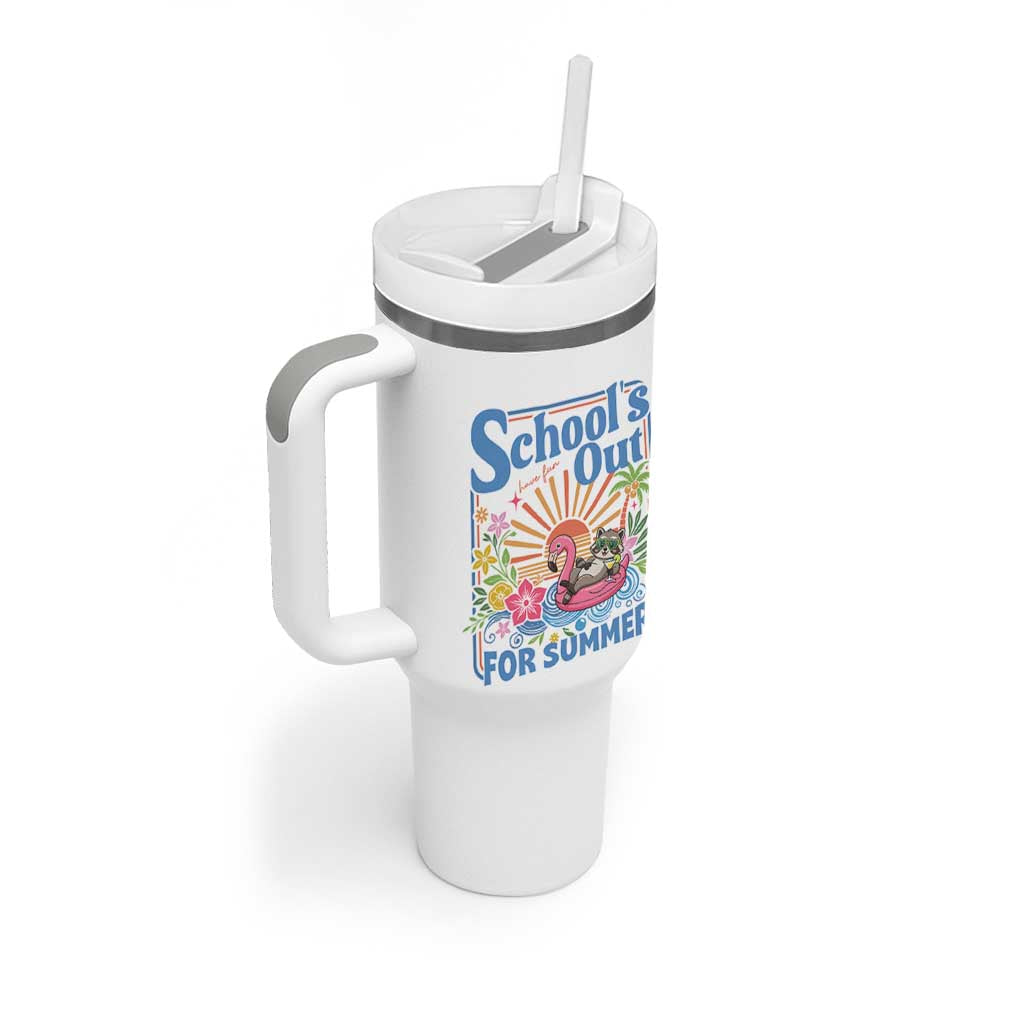 School's Out For Summer Tumbler With Handle Funny Raccoon Last Day of School Teacher