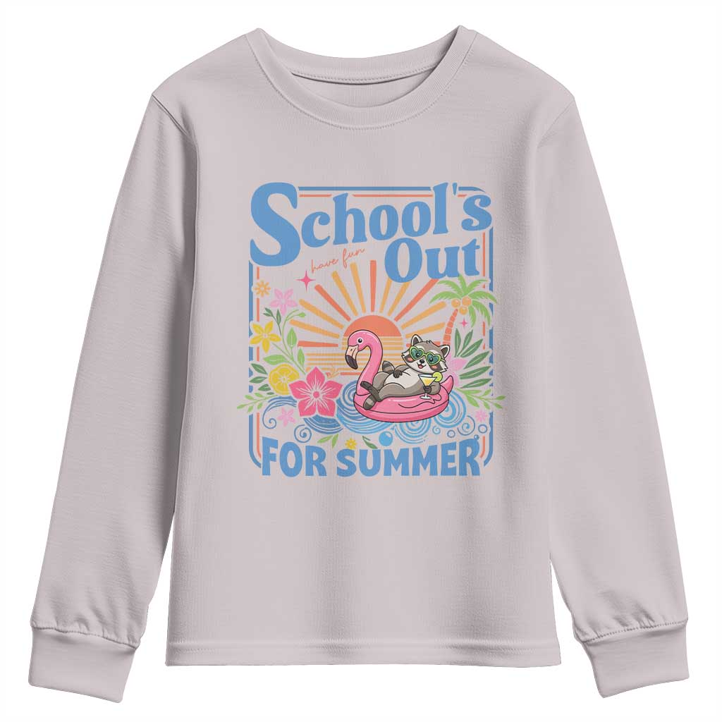 School's Out For Summer Youth Sweatshirt Funny Raccoon Last Day of School Teacher