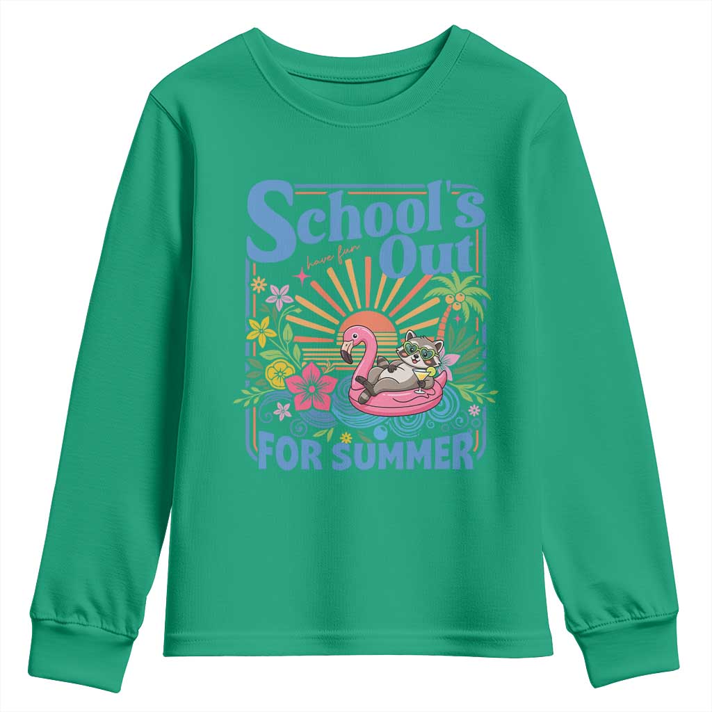 School's Out For Summer Youth Sweatshirt Funny Raccoon Last Day of School Teacher