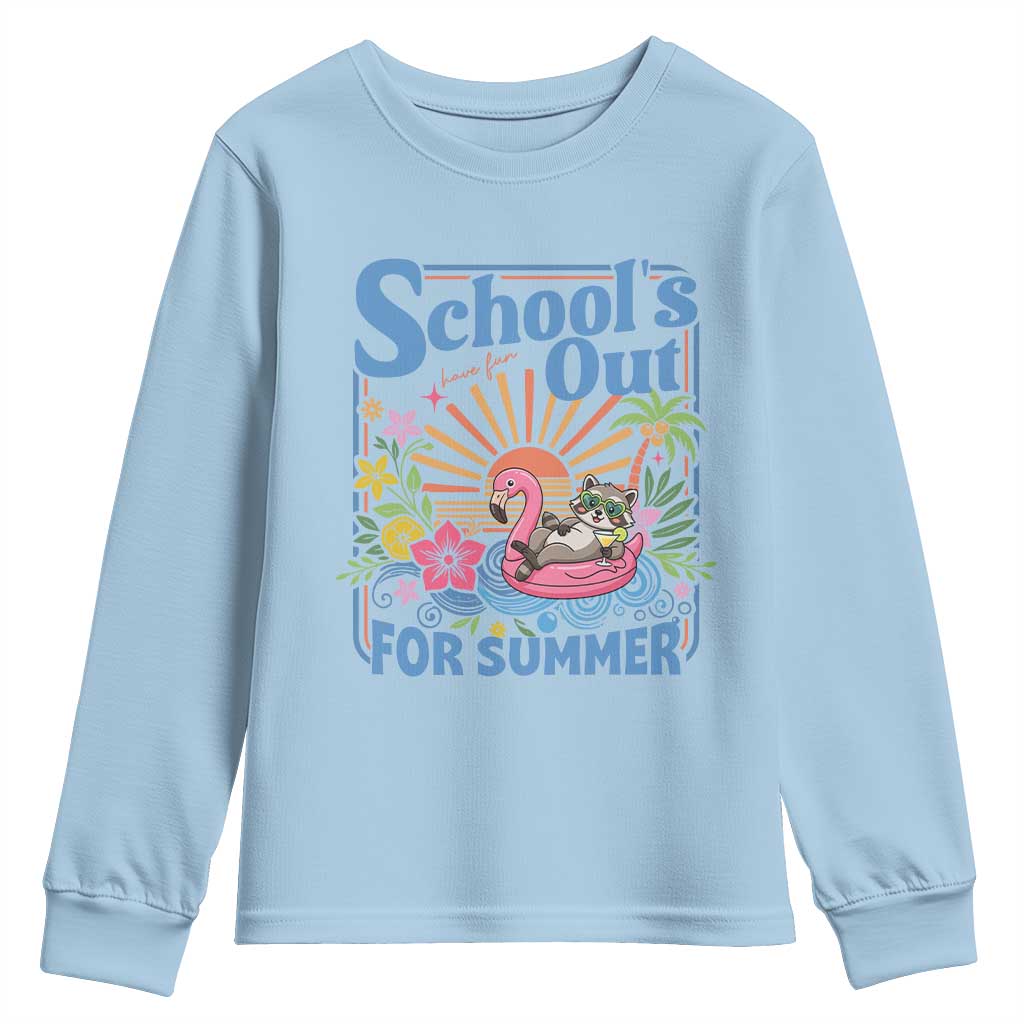 School's Out For Summer Youth Sweatshirt Funny Raccoon Last Day of School Teacher
