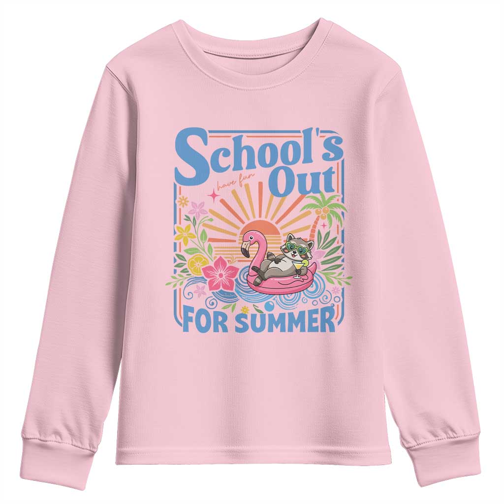 School's Out For Summer Youth Sweatshirt Funny Raccoon Last Day of School Teacher