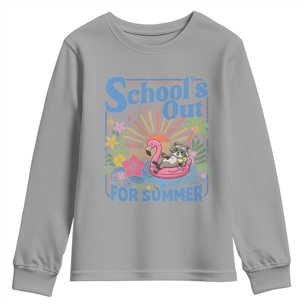 School's Out For Summer Youth Sweatshirt Funny Raccoon Last Day of School Teacher
