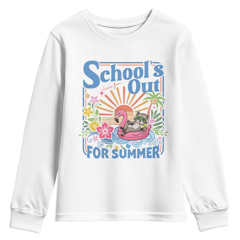 School's Out For Summer Youth Sweatshirt Funny Raccoon Last Day of School Teacher