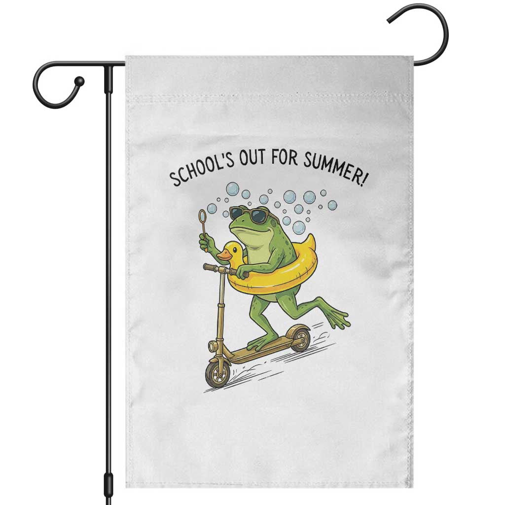 School's Out For Summer Garden Flag Funny Frog Last Day of School Teacher