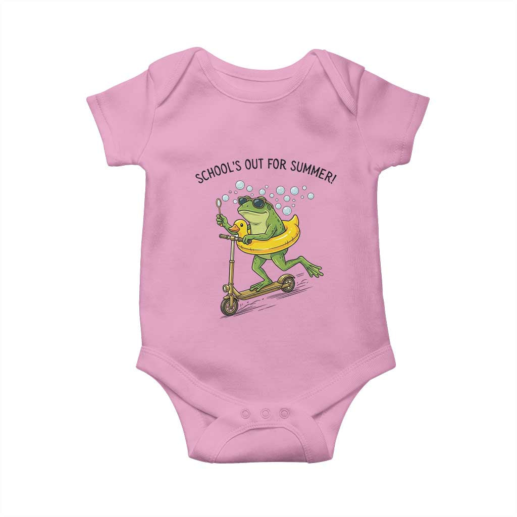 School's Out For Summer Baby Onesie Funny Frog Last Day of School Teacher