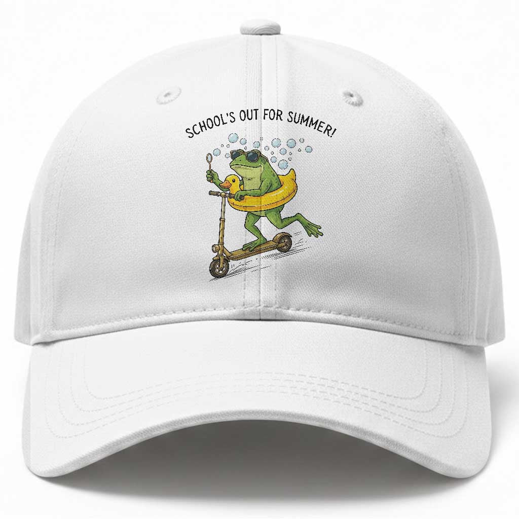 School's Out For Summer Baseball Cap Funny Frog Last Day of School Teacher